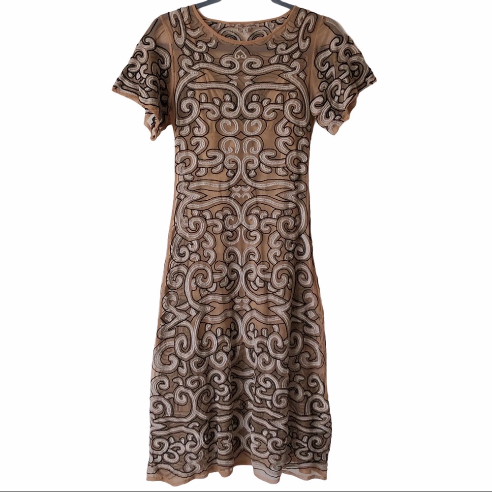 For Love & Lemons Antonina Midi Dress & Slip Black & Nude Small Women’s D1410E